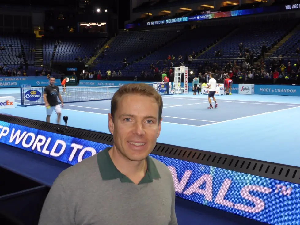 Mental performance coach Christoph Kleinbeck at the ATP World Tour Finals tennis arena.